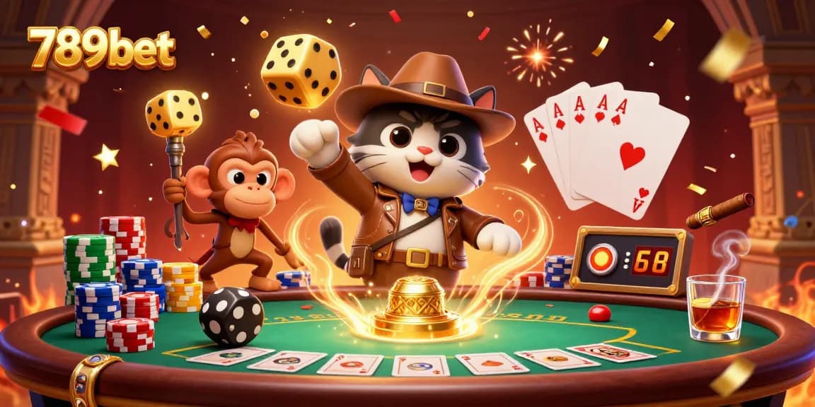 Experience thrilling gaming moments with 789bet's vibrant casino treasures and characters.