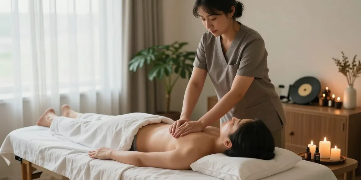 Relaxing 광명출장마사지 session in serene home environment