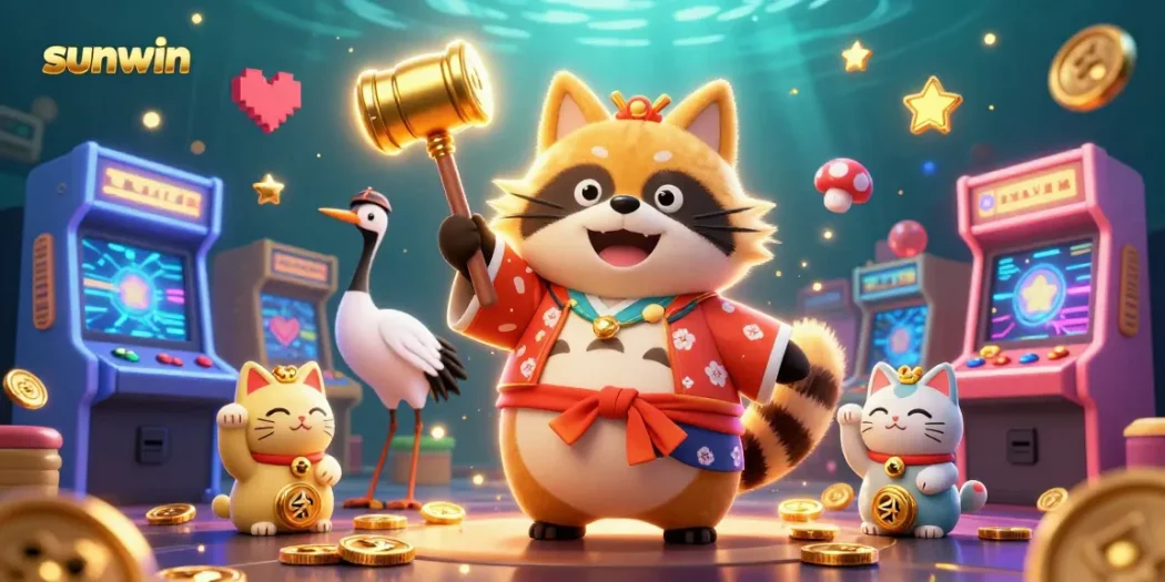 Join the fun at sunwin's colorful arcade with cheerful characters and vibrant games!