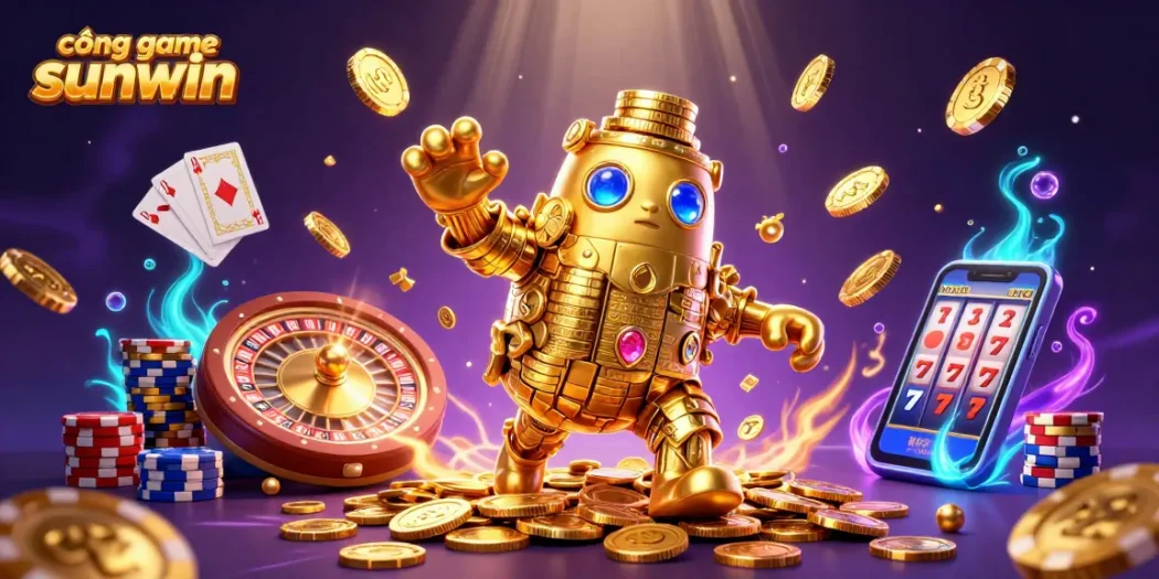 Engage with the exciting gaming world of cổng game sunwin with this vibrant 3D casino illustration.